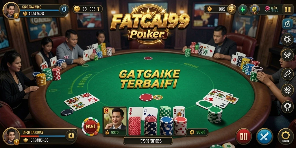 Tampilan gameplay poker yang seru di FATCAI99.