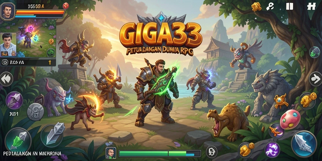 Screenshot gameplay GIGA33 dengan pertarungan epik dan grafis memukau.