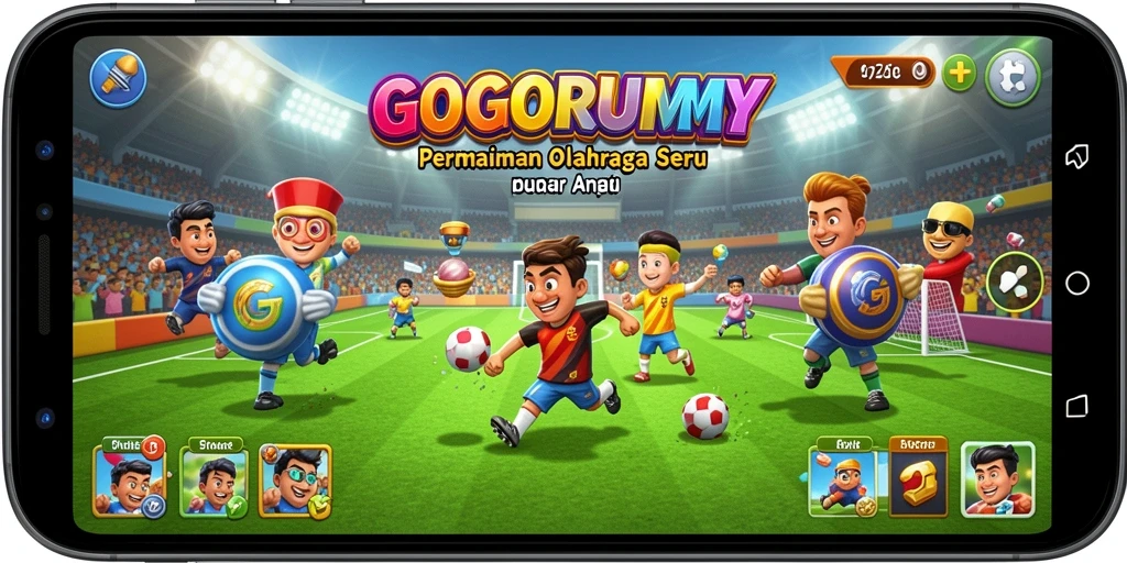 Tampilan gameplay menarik dari GOGORUMMY di arena olahraga.