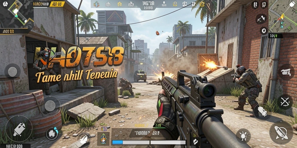 Tampilan gameplay menegangkan dalam HAO788 dengan aksi tembak-menembak.