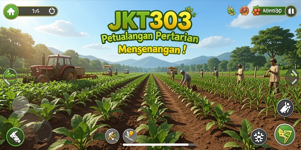 Screenshot gameplay JKT303 menampilkan aktivitas bertani yang seru.