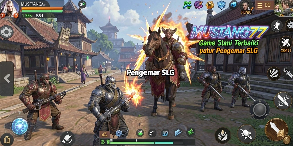 Tampilan gameplay interaktif dan strategis dari MUSTANG77.